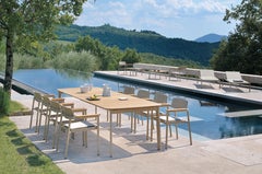 Aluminium and Teak EMU Shine 8 Seats Rectangular Table with Teak Top