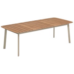 Aluminium and Teak EMU Shine 8 Seats Rectangular Table with Teak Top