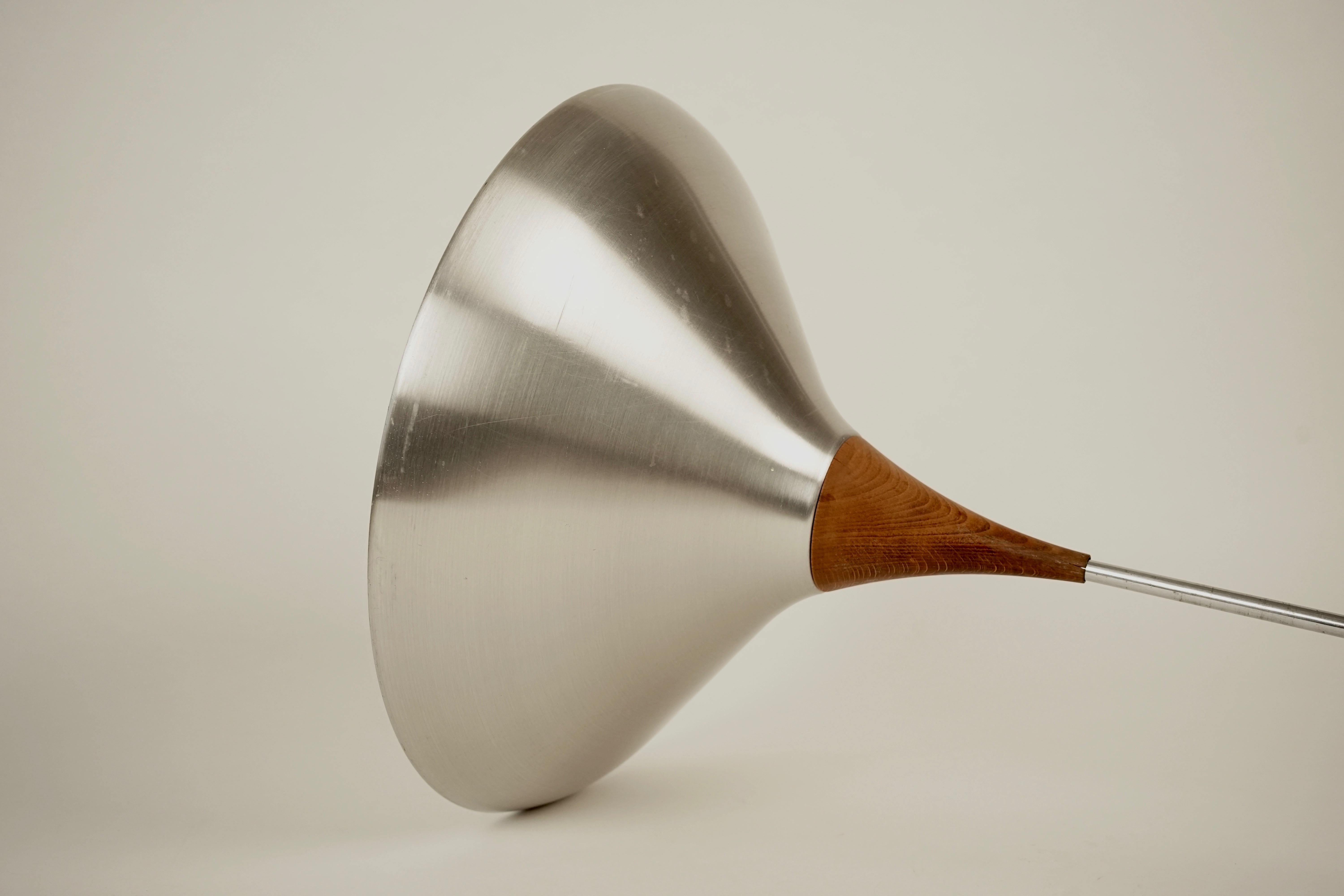 Aluminium and Teak Wood Pendant Lamp from 1960s 1