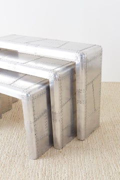 Aluminum Vintage Aircraft Aviation Style Nest of Tables