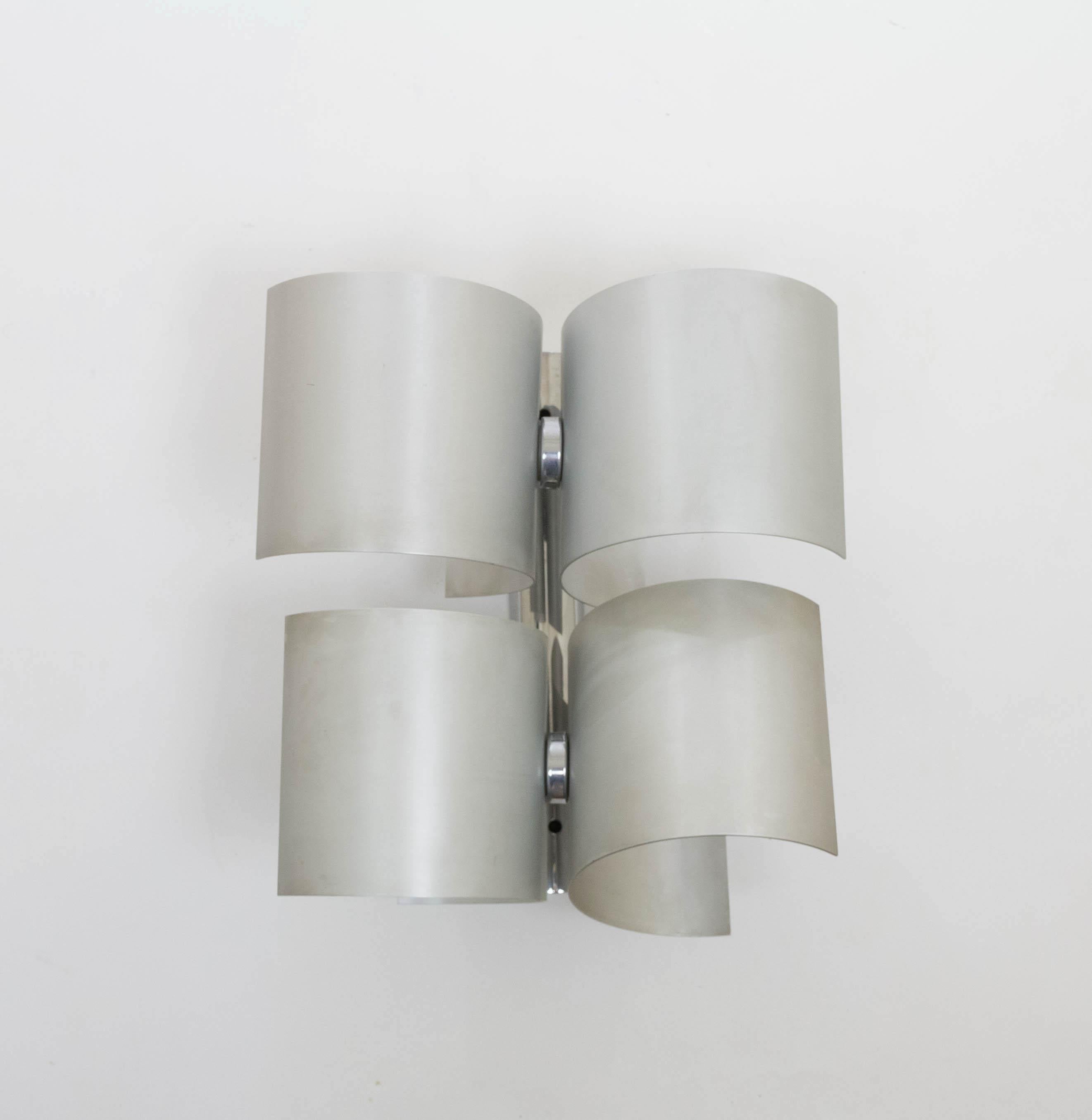 Mid-Century Modern Aluminium wall lamp by Nucleo Sormani, 1970s For Sale