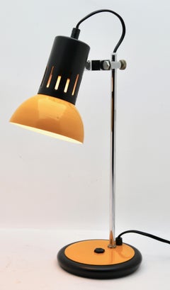 Aluminor Desk Lamp of the 1970s in Yellow Metal and Chrome, France, 1970s