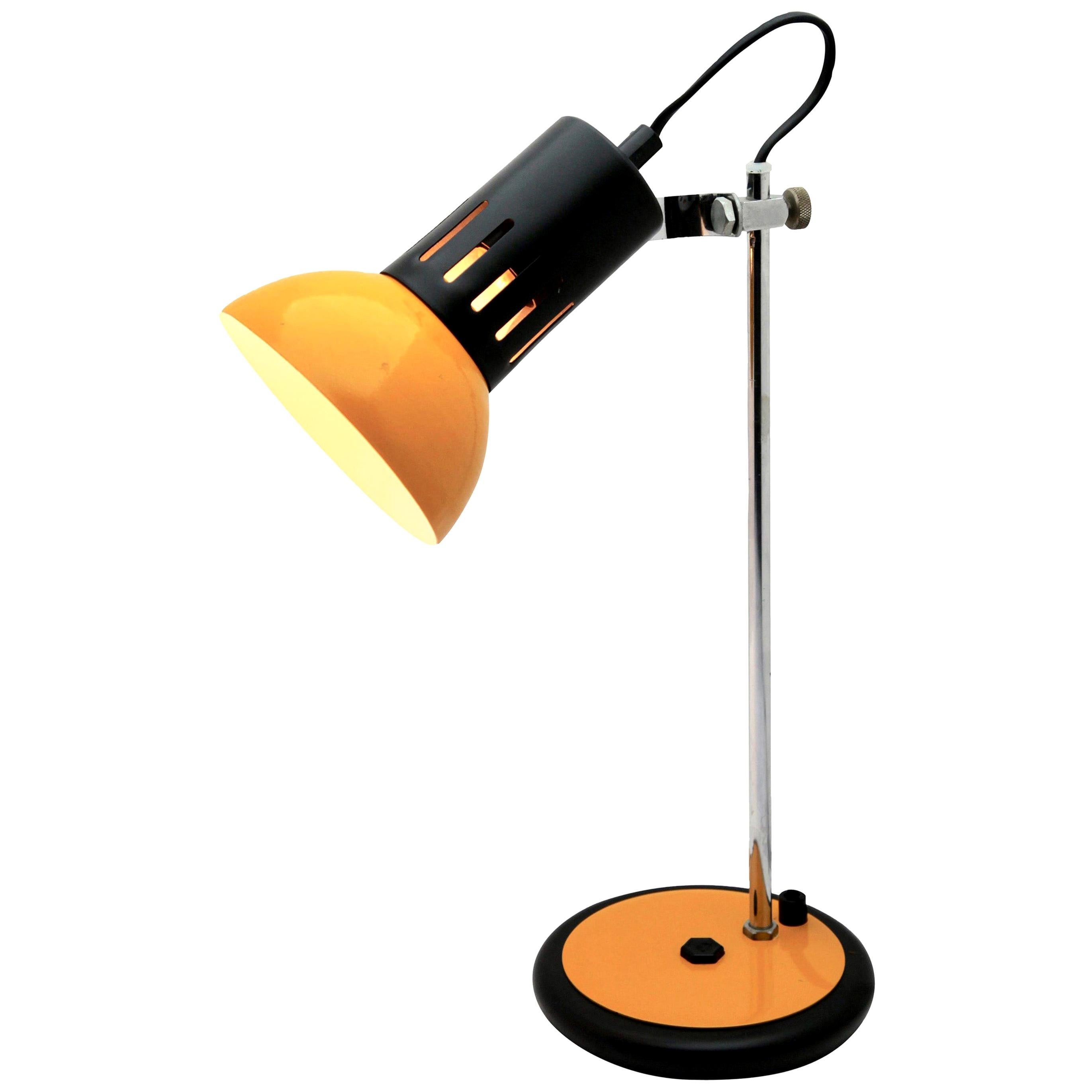 Aluminor Desk Lamp of the 1970s in Yellow Metal and Chrome, France, 1970s For Sale