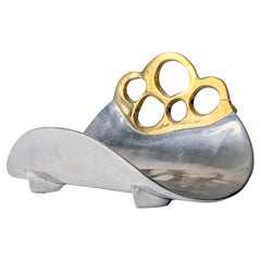Aluminum and Brass Firewood Holder by David Marshall, Spain, 1980s