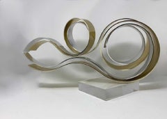 Aluminum and Brass Ribbon Kinetic Sculpture by Dan Murphy
