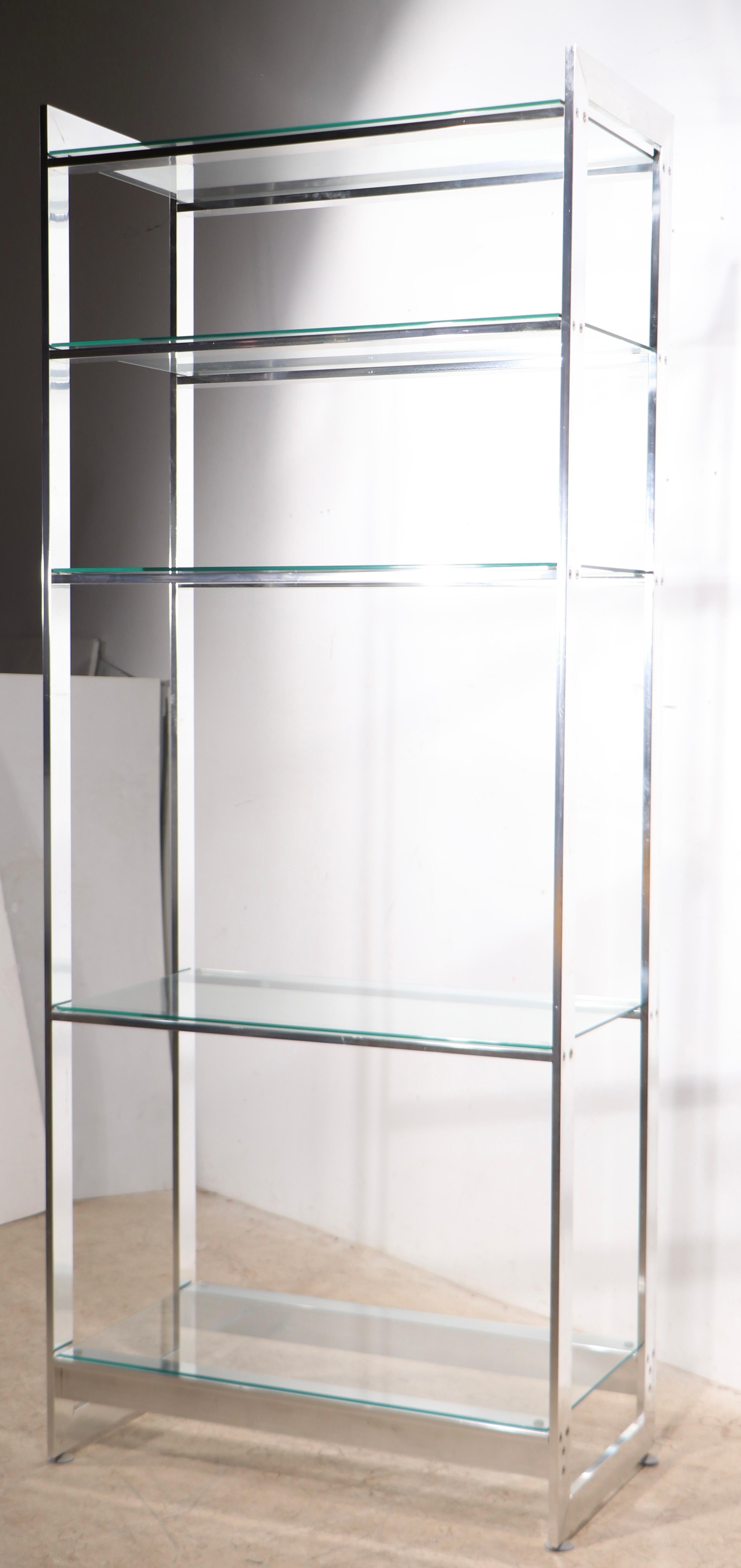 Aluminum and Glass  Etagere with Five Glass Shelves c. 1970’s For Sale 8