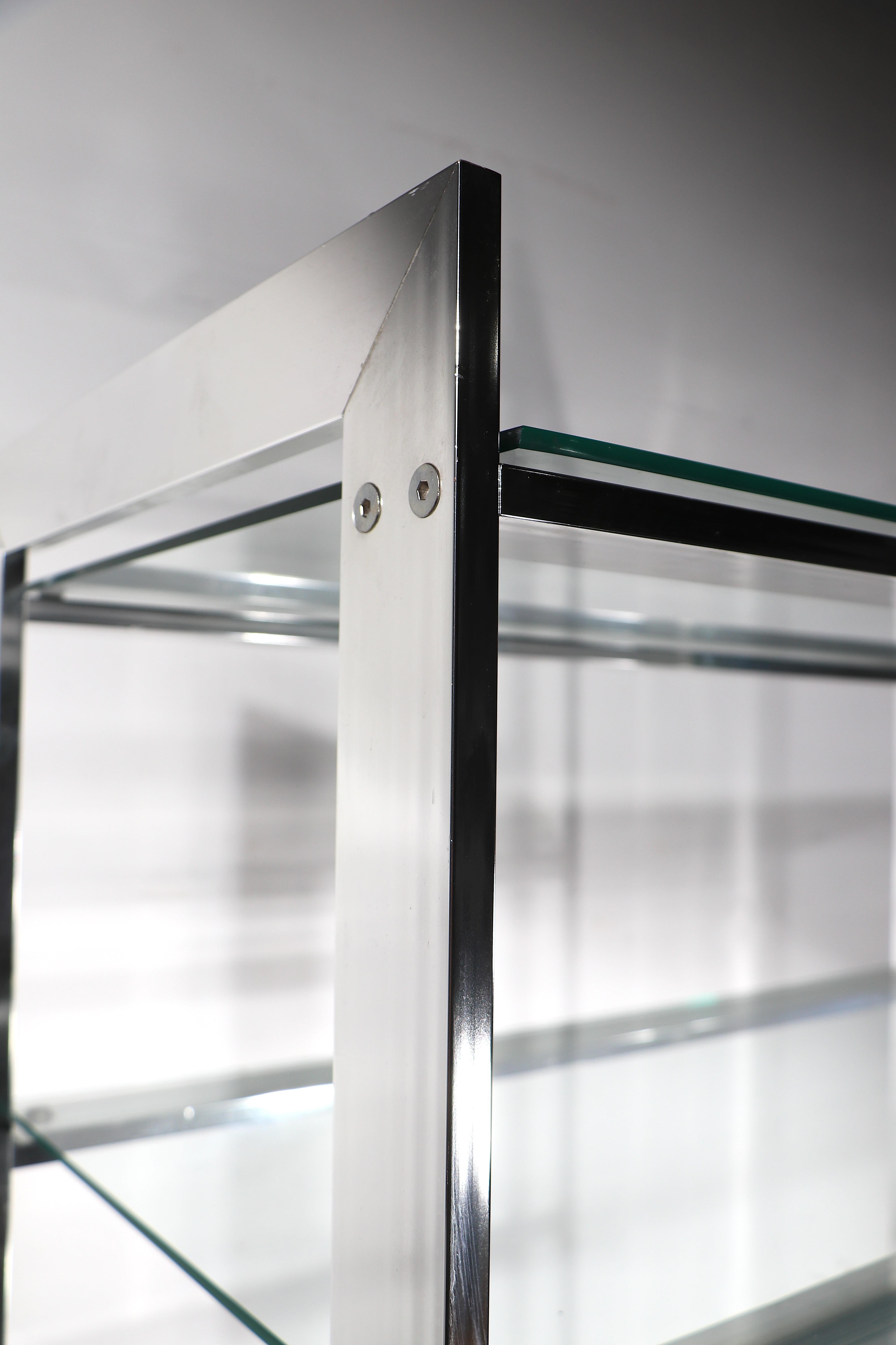 Space Age Aluminum and Glass  Etagere with Five Glass Shelves c. 1970’s For Sale