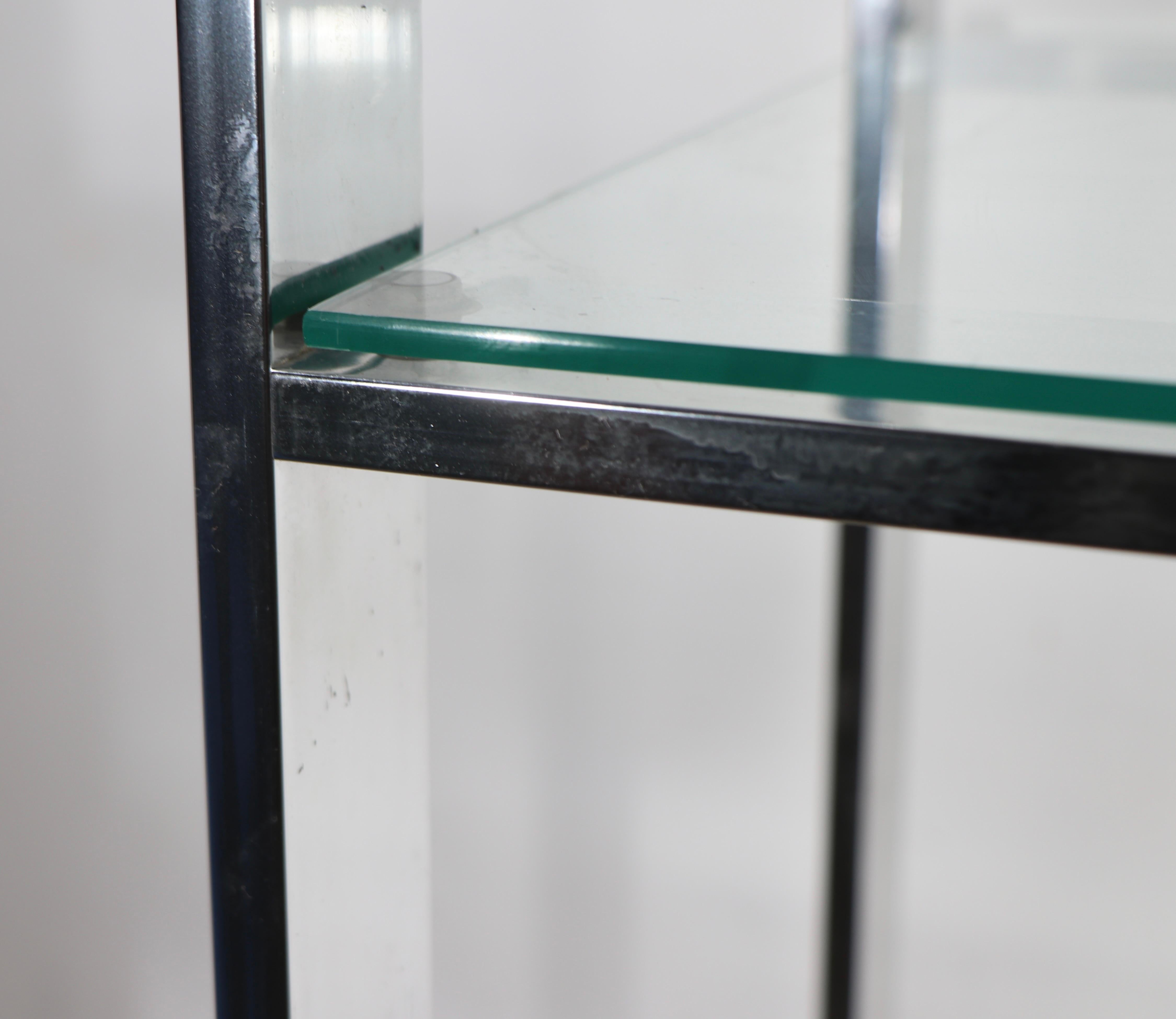 20th Century Aluminum and Glass  Etagere with Five Glass Shelves c. 1970’s For Sale