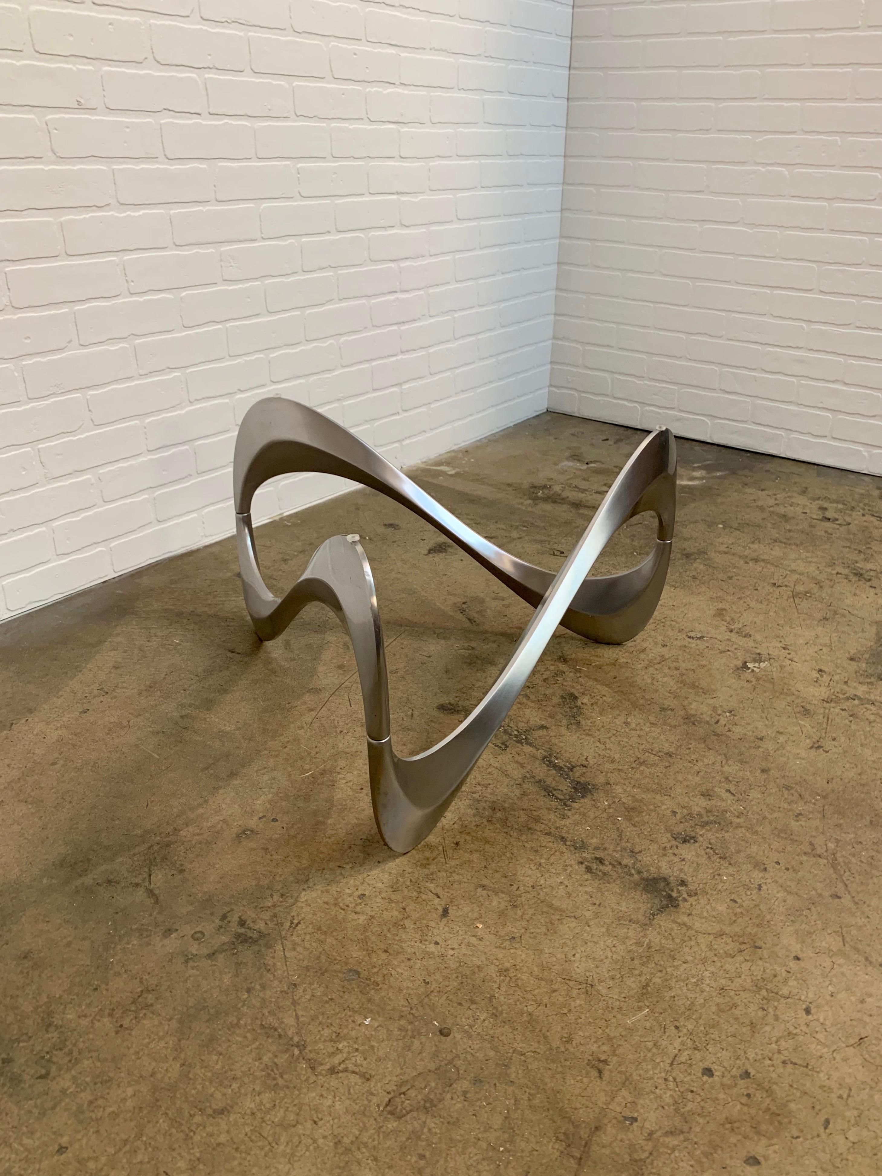 Aluminum and Glass Snake Coffee Table by Knut Hesterberg for Ronald Schmitt 10