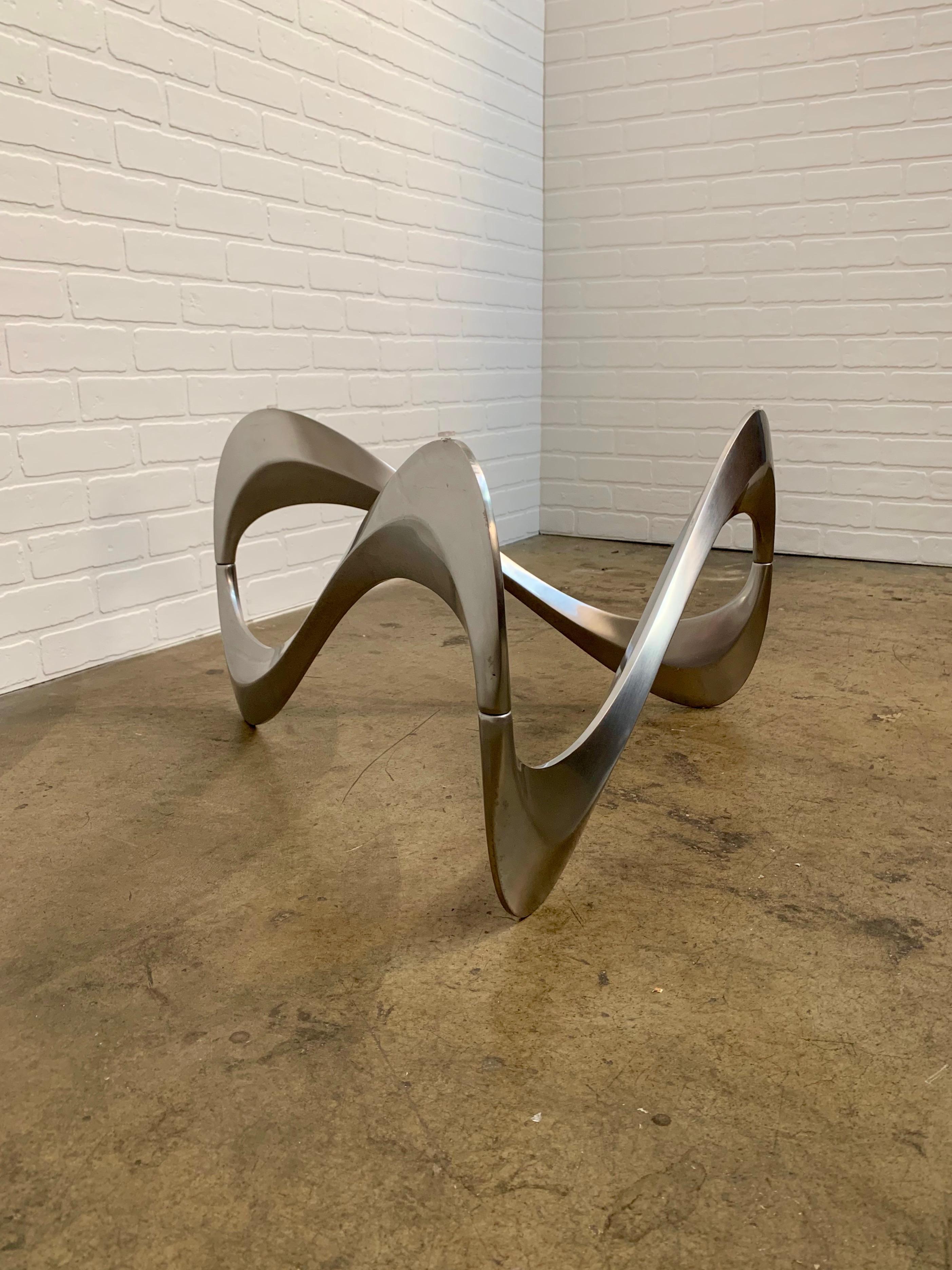 Aluminum and Glass Snake Coffee Table by Knut Hesterberg for Ronald Schmitt 11