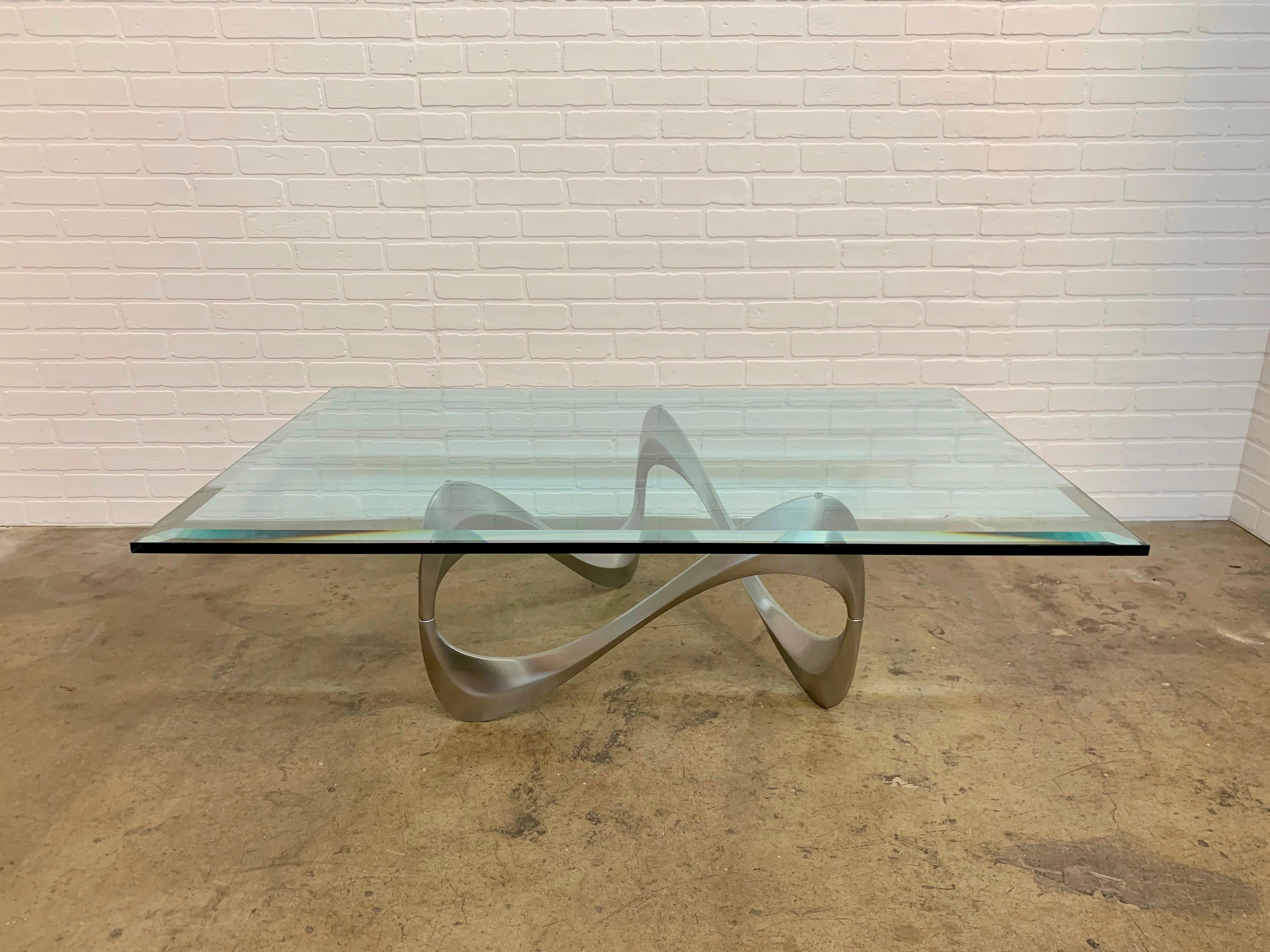 Mid-Century Modern Aluminum and Glass Snake Coffee Table by Knut Hesterberg for Ronald Schmitt