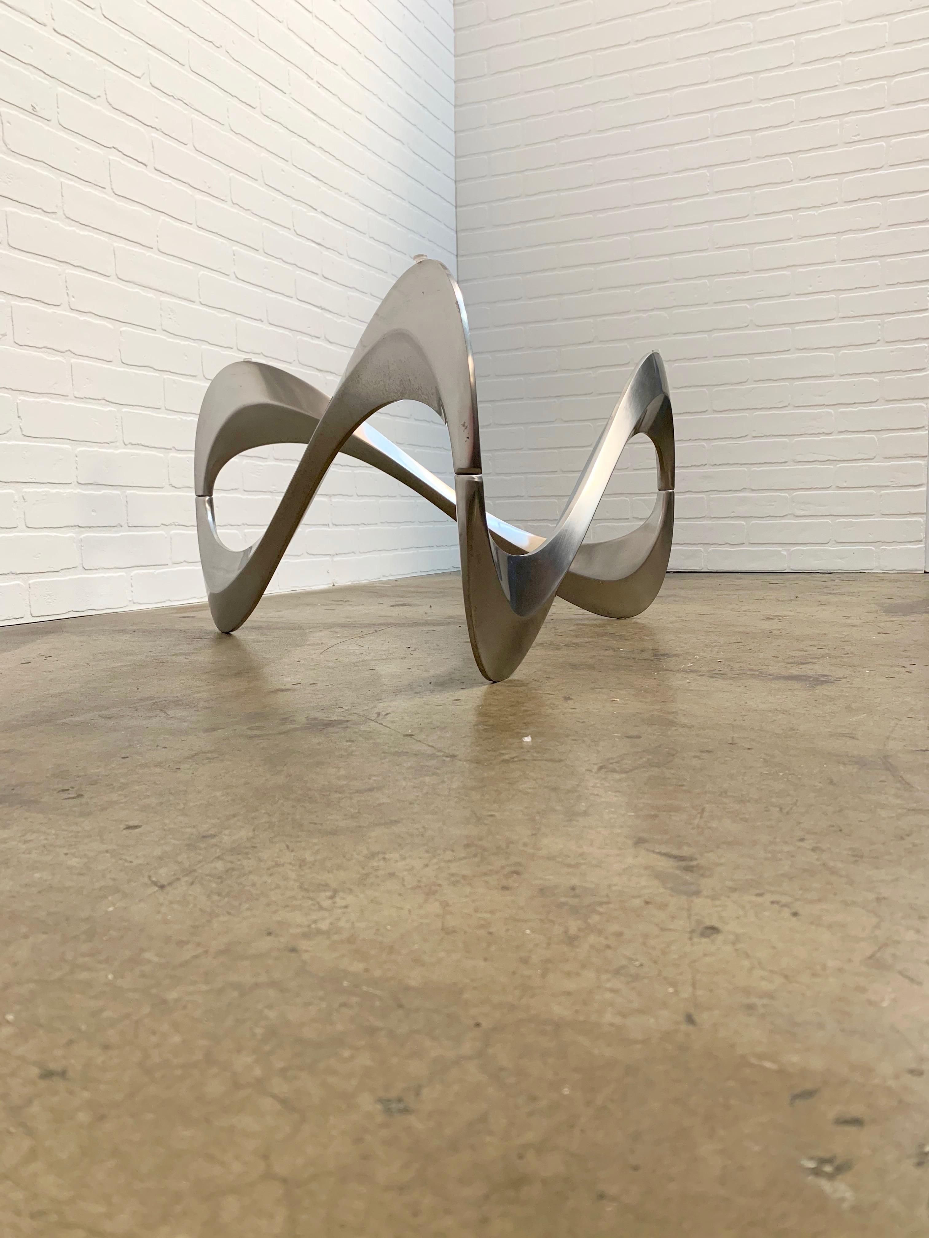 20th Century Aluminum and Glass Snake Coffee Table by Knut Hesterberg for Ronald Schmitt