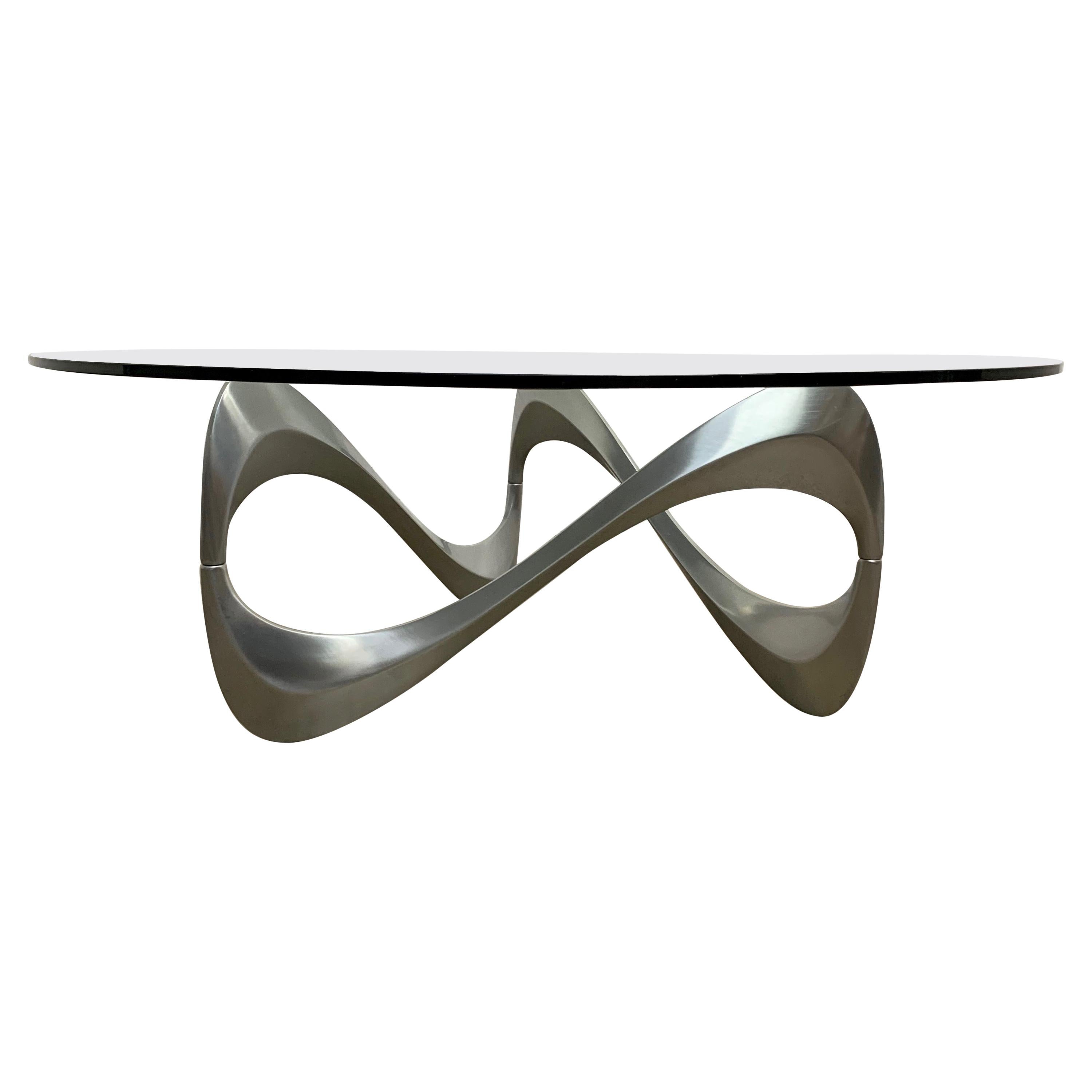 Aluminum and Glass Snake Coffee Table by Knut Hesterberg for Ronald Schmitt