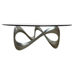 Couchtisch aus Aluminium und Glas mit Schlangenmuster von Knut Hesterberg für Ronald Schmitt