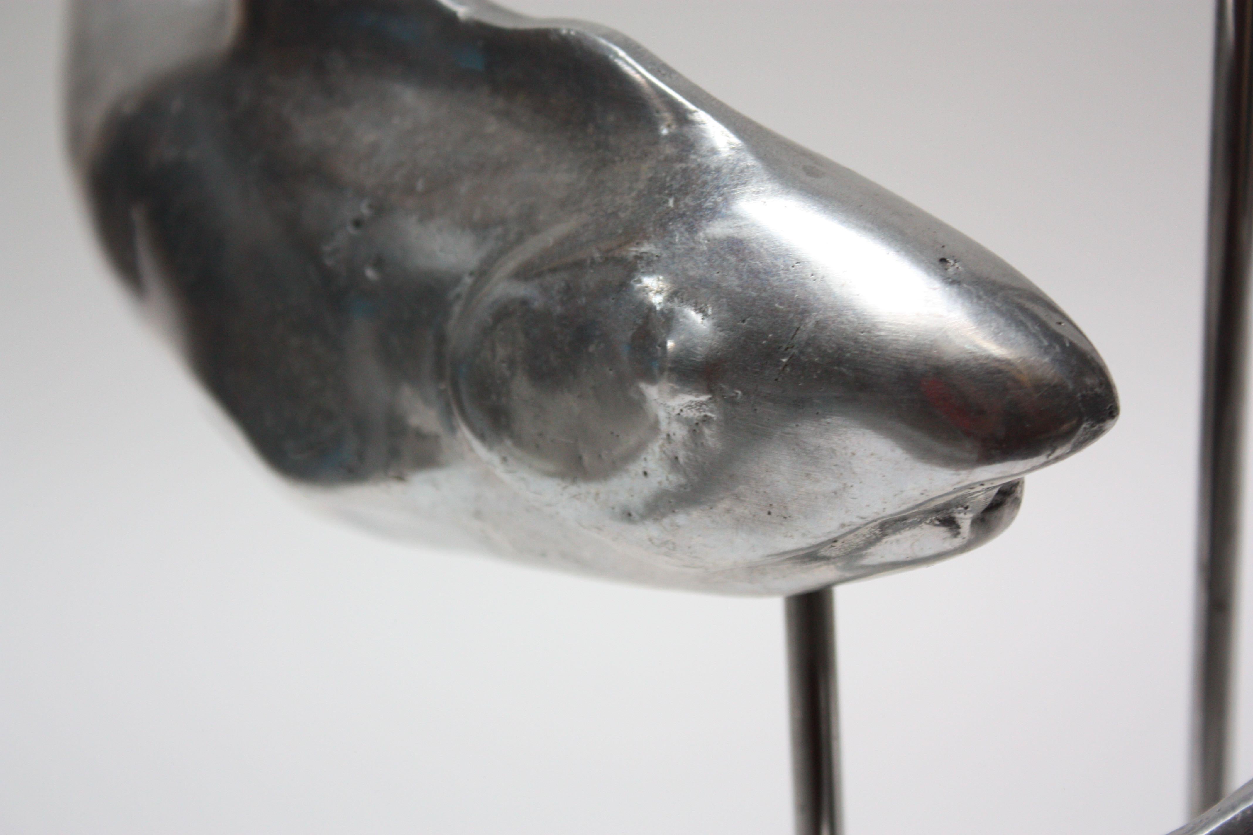 Late 20th Century Aluminum and Lucite Trio of Sharks Sculpture For Sale