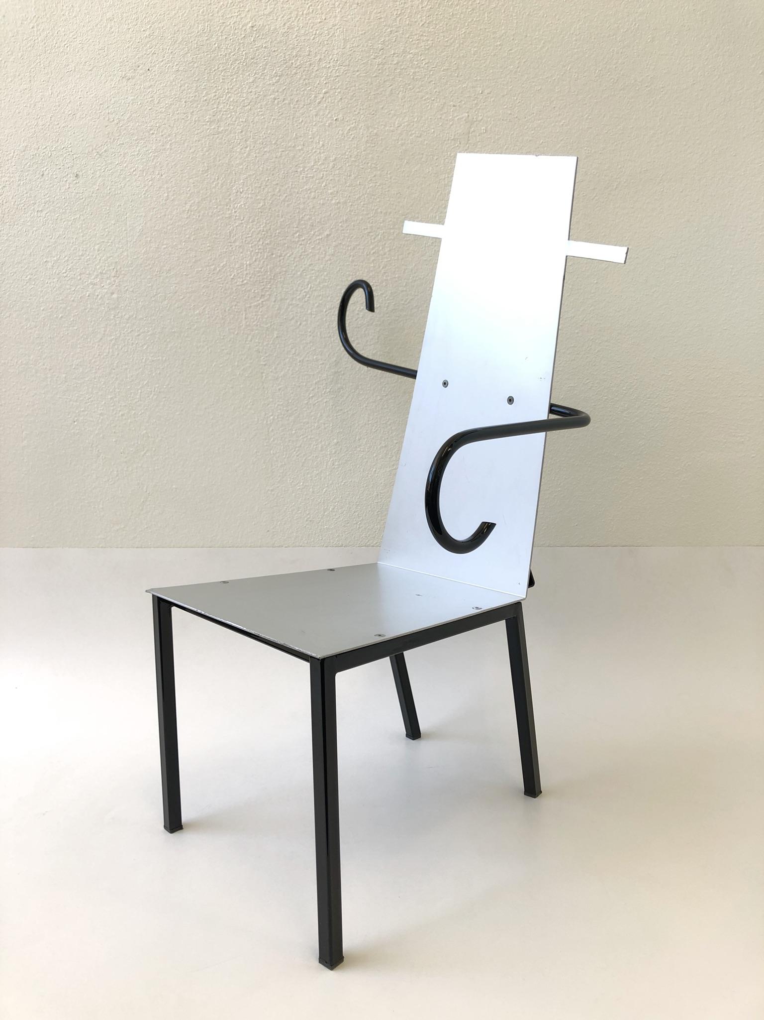 Post-Modern Aluminum and Steel Postmodern Armchair For Sale