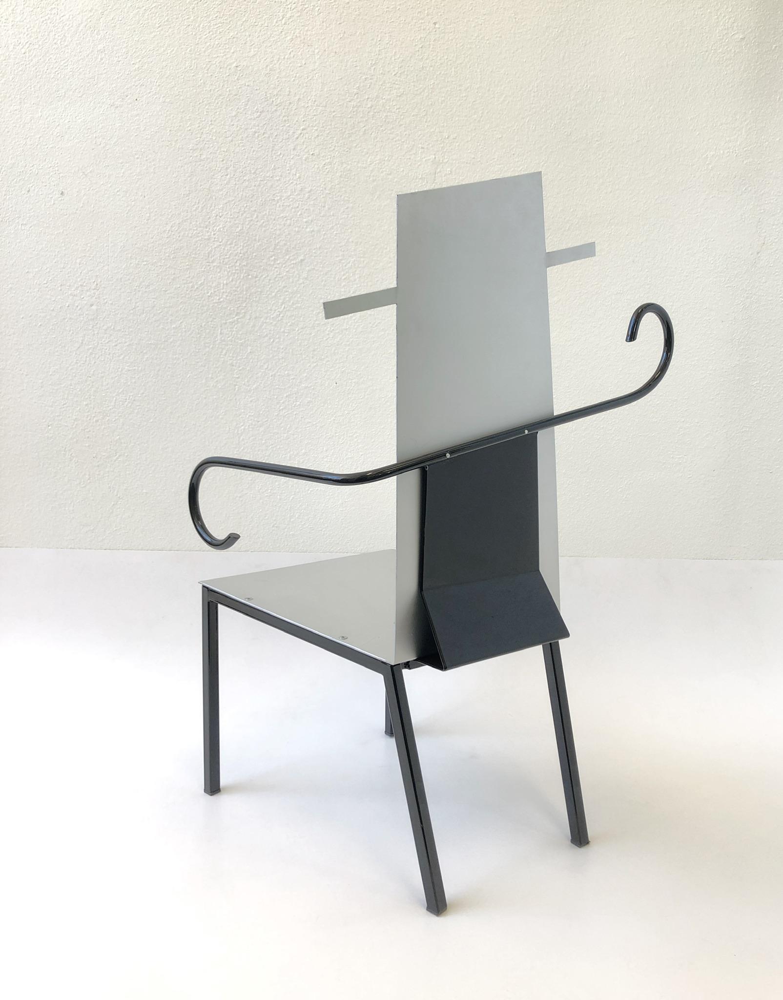 Powder-Coated Aluminum and Steel Postmodern Armchair For Sale