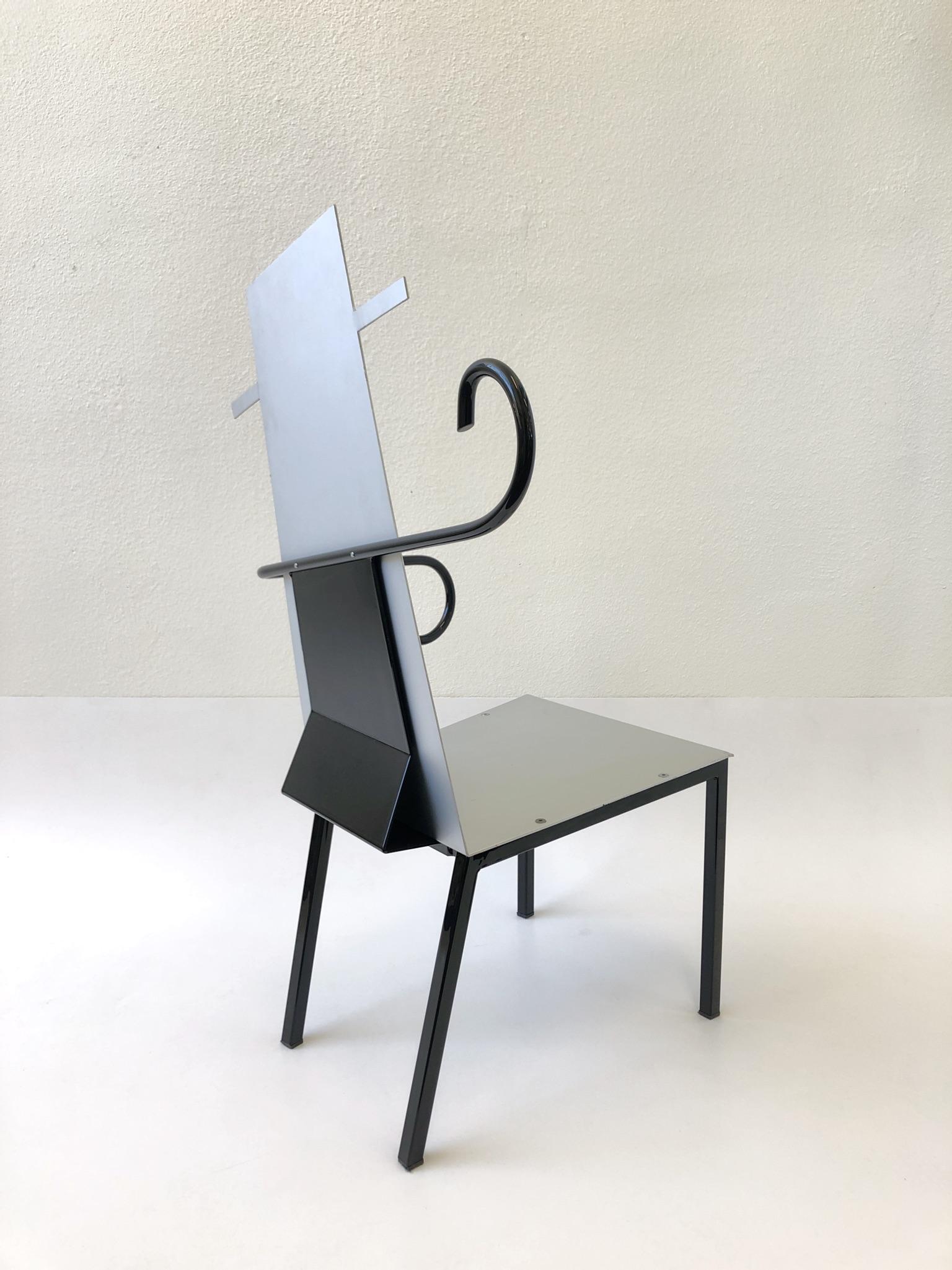 Aluminum and Steel Postmodern Armchair In Excellent Condition For Sale In Palm Springs, CA