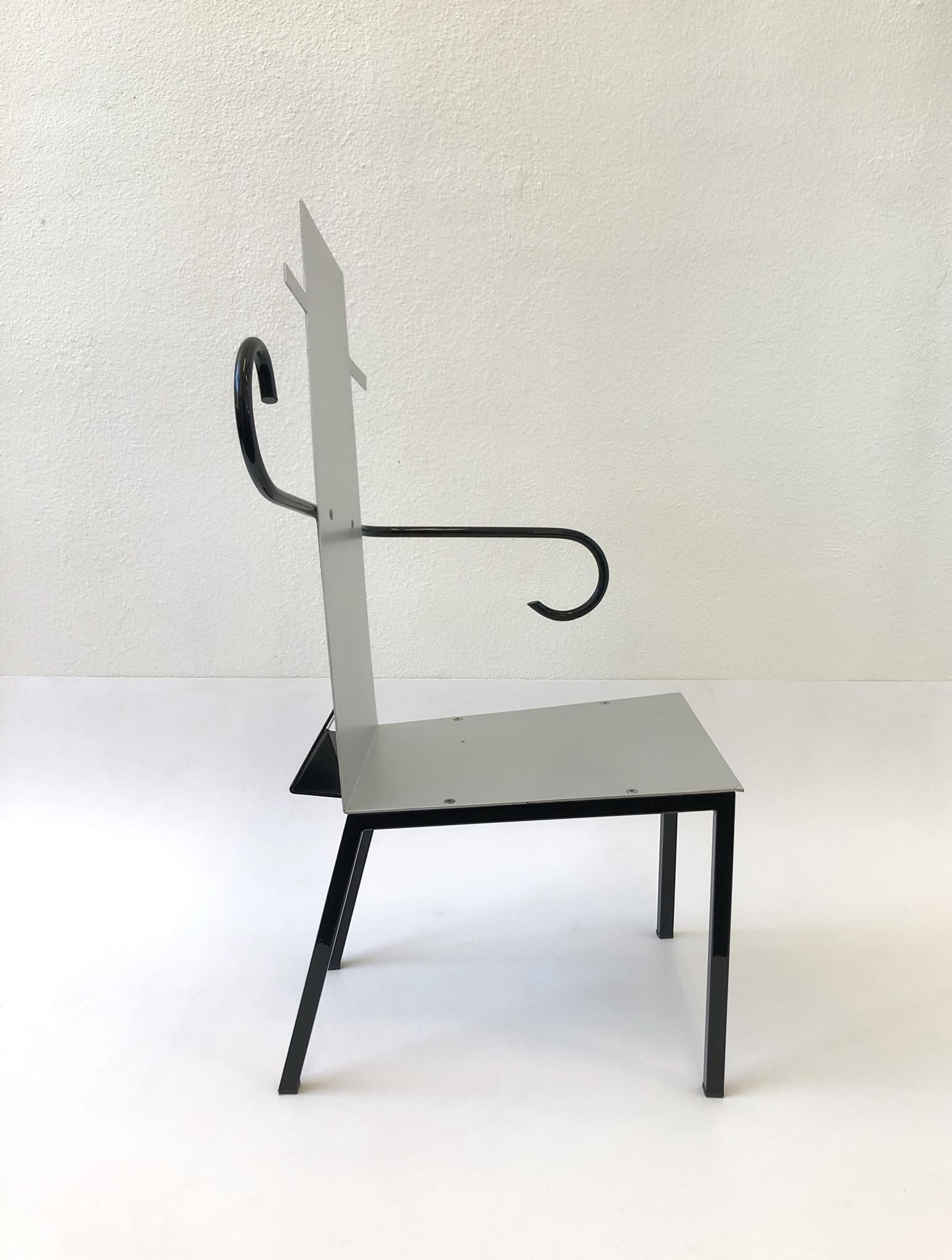 Late 20th Century Aluminum and Steel Postmodern Armchair For Sale