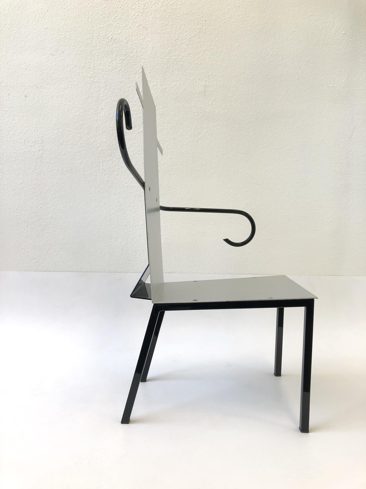 Aluminum and Steel Postmodern Armchair For Sale 2