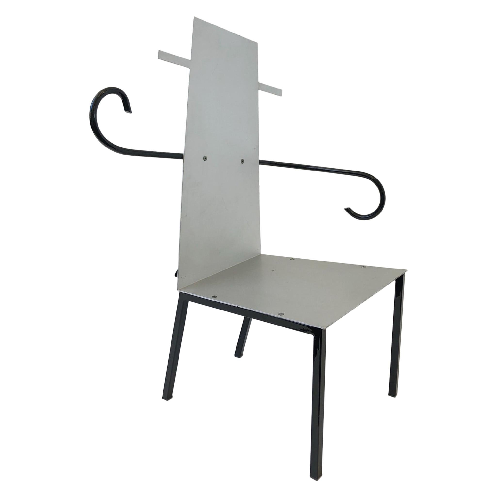 Aluminum and Steel Postmodern Armchair For Sale