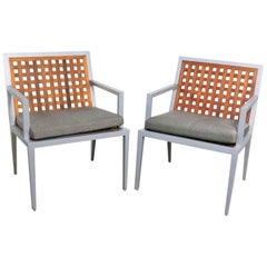 Aluminum and Teak Archetype Patio Chairs by Michael Vanderbyl for McGuire, Pair