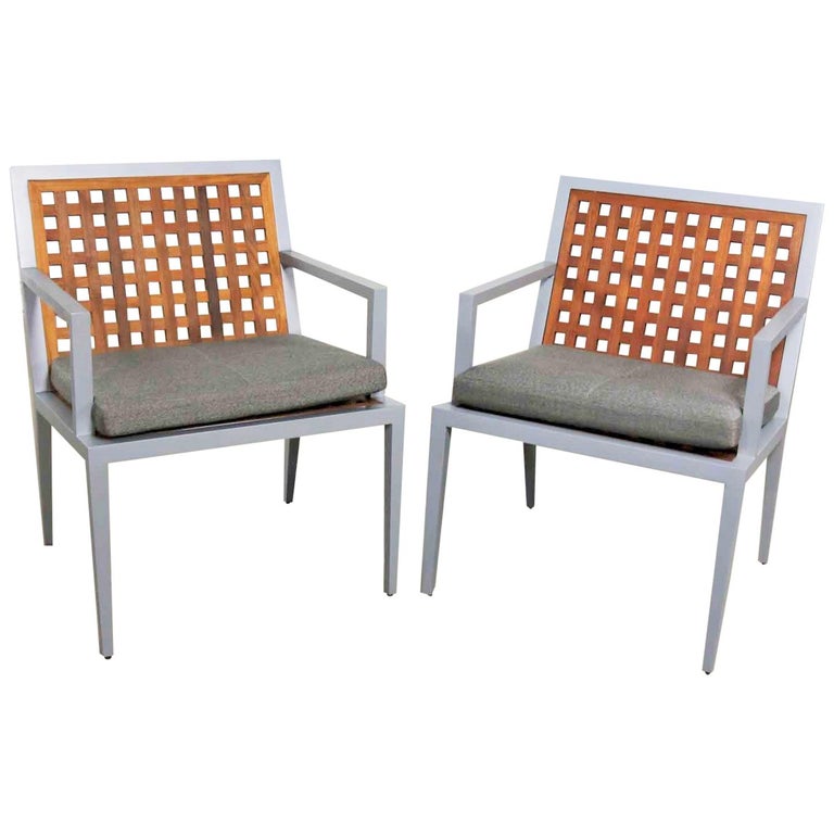 Aluminum And Teak Archetype Patio Chairs By Michael Vanderbyl For