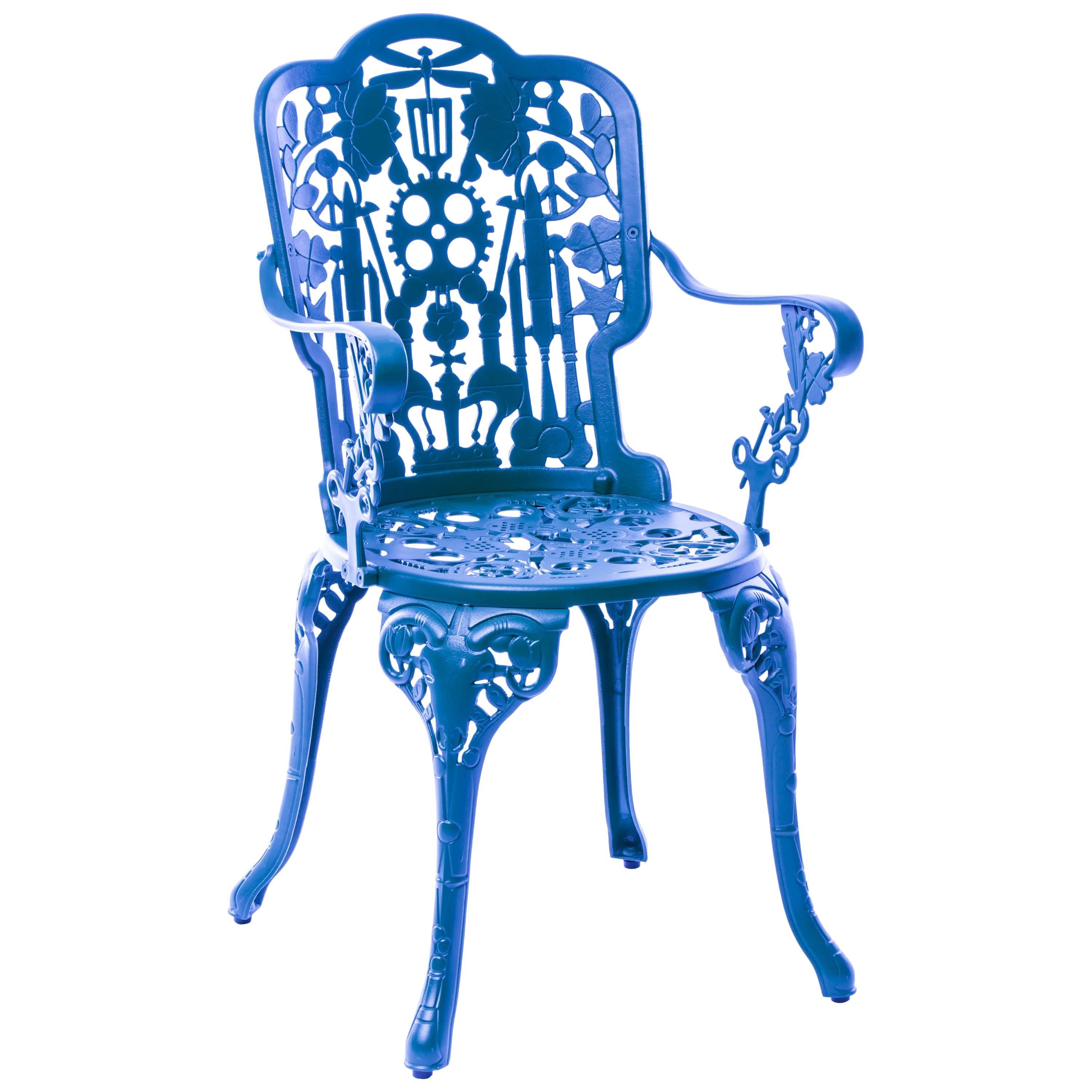 Fauteuil en aluminium « Collection d'industrie » de Seletti, bleu ciel en vente