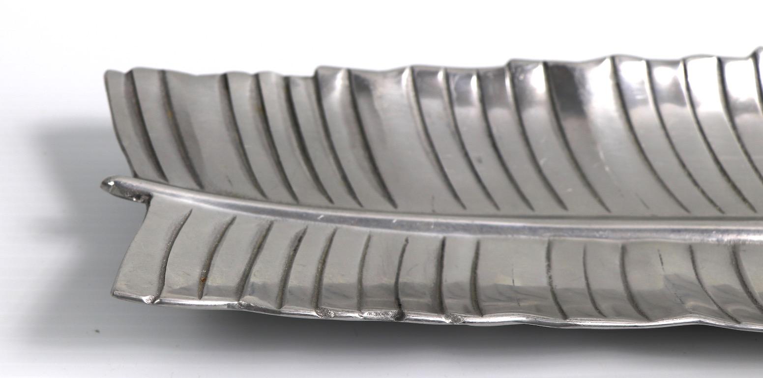 Mid-Century Modern Aluminum Banana Leaf Serving Dish by Bruce Fox for Royal Hickman