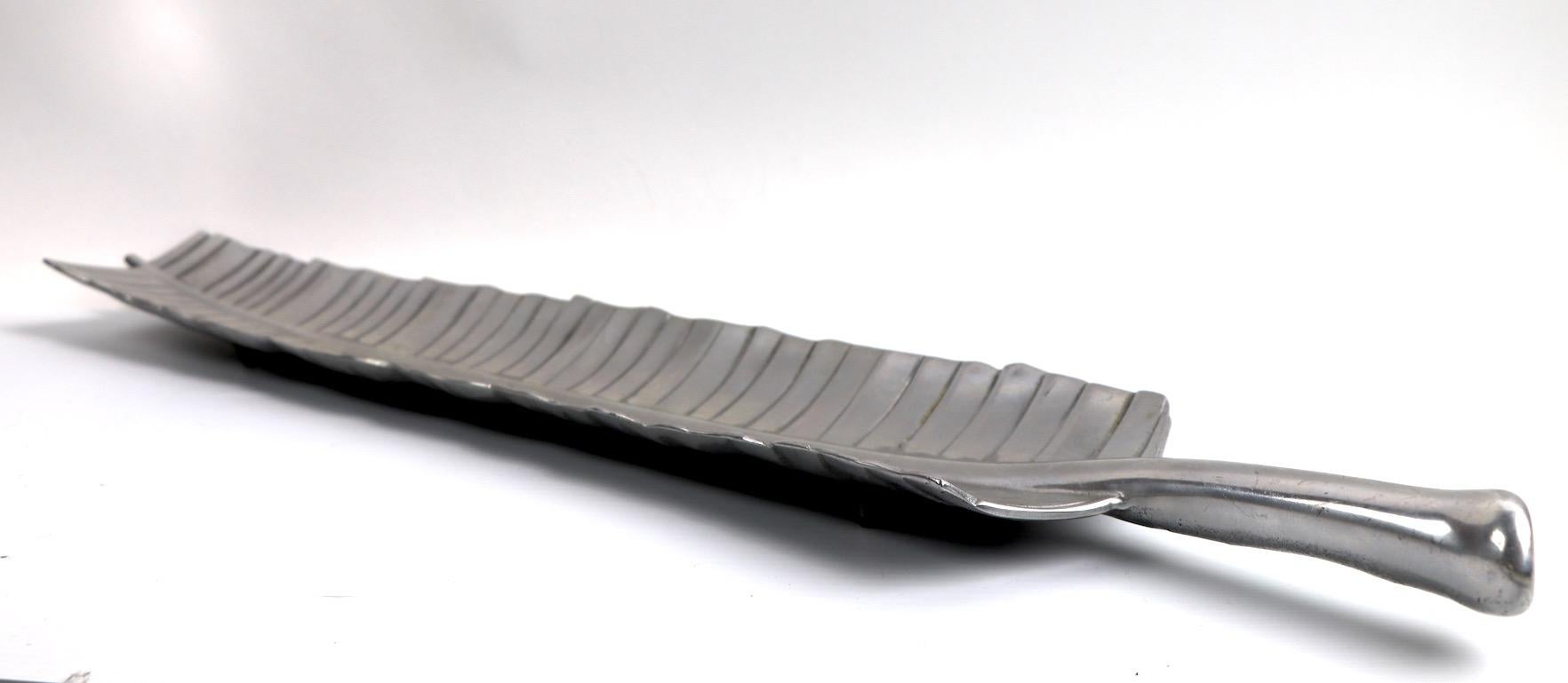 Cast Aluminum Banana Leaf Serving Dish by Bruce Fox for Royal Hickman