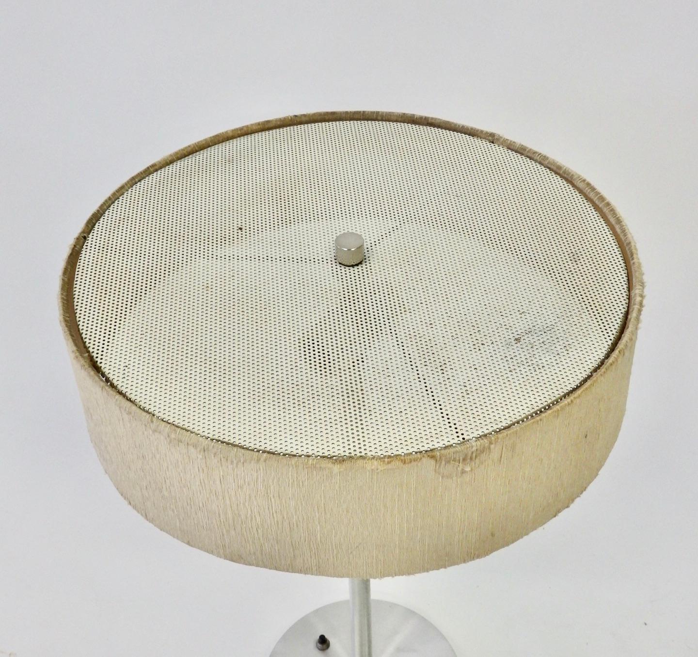 Aluminum Base Table Lamp with Original Tilt Top Silk Shade For Sale 1