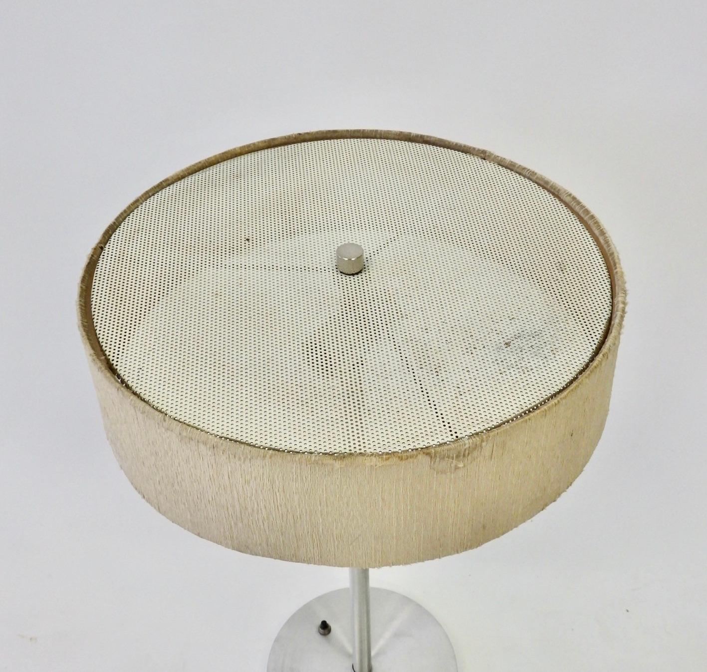 Aluminum Base Table Lamp with Original Tilt Top Silk Shade For Sale 2
