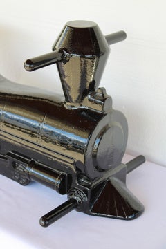 Aluminum Black Locomotive Playground Toy Sculpture