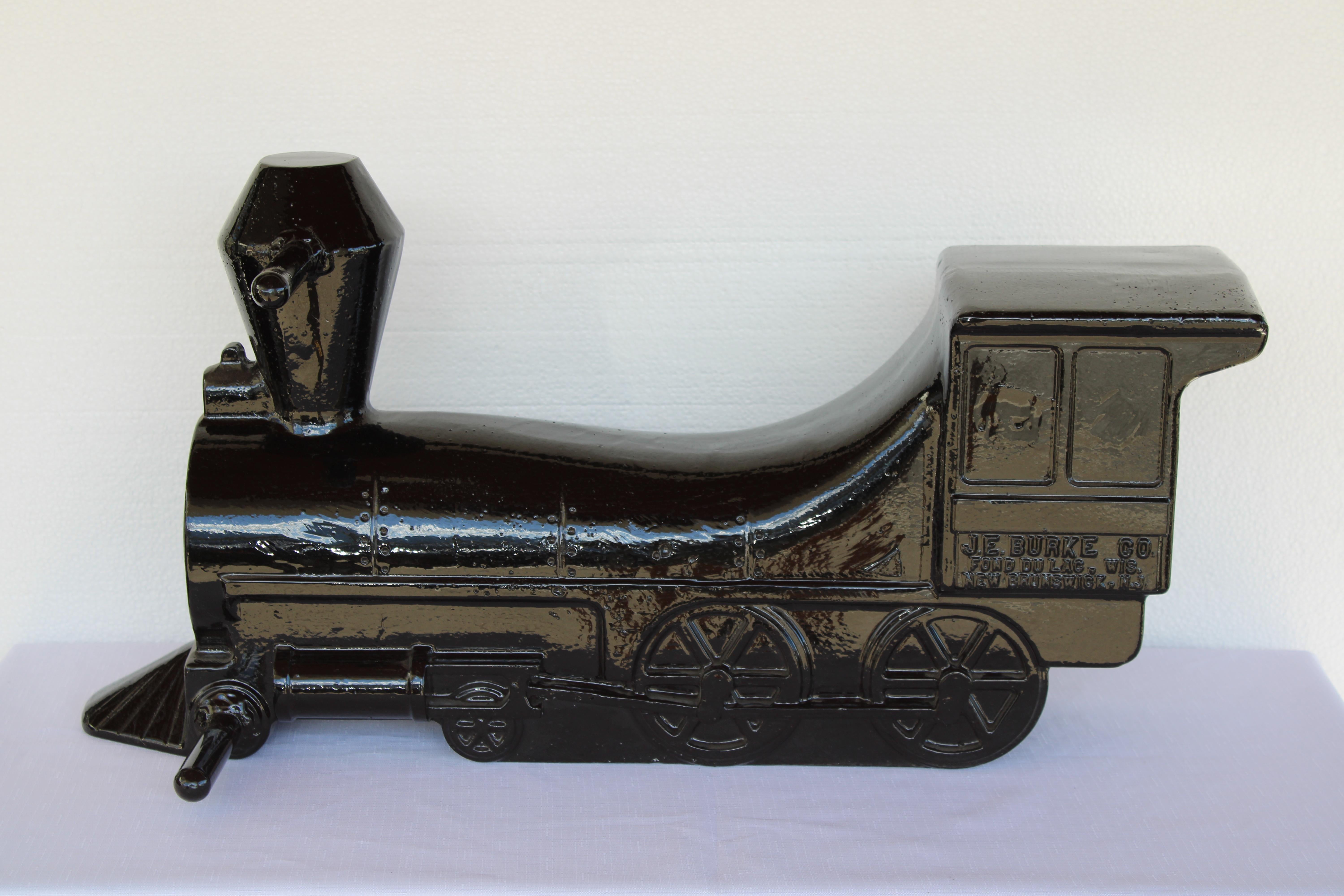 American Aluminum Black Locomotive Playground Toy Sculpture For Sale