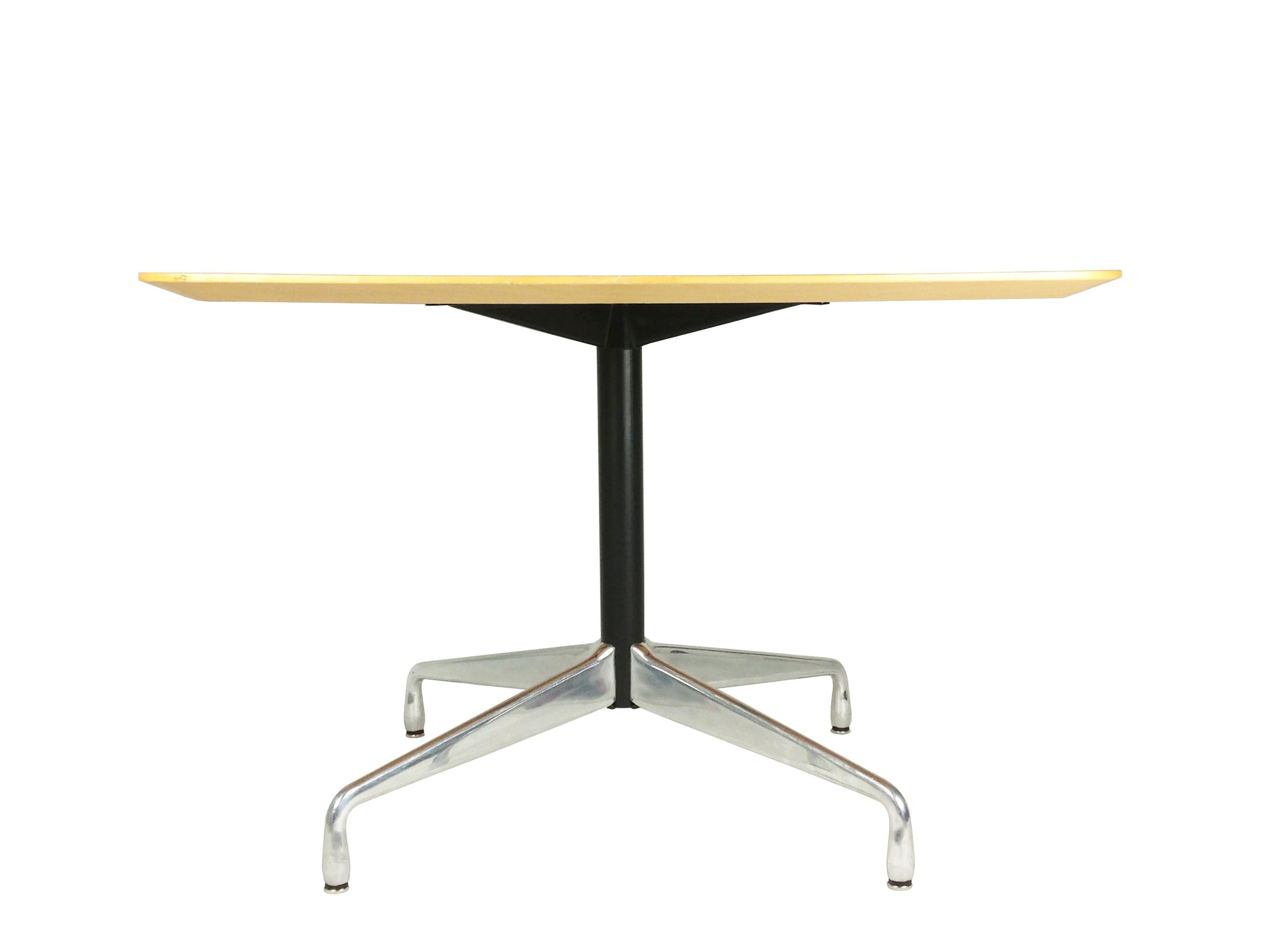 Italian Aluminum Black Metal and Blonde Wood Top 1990s ICF Dining Table by C. & R. Eames