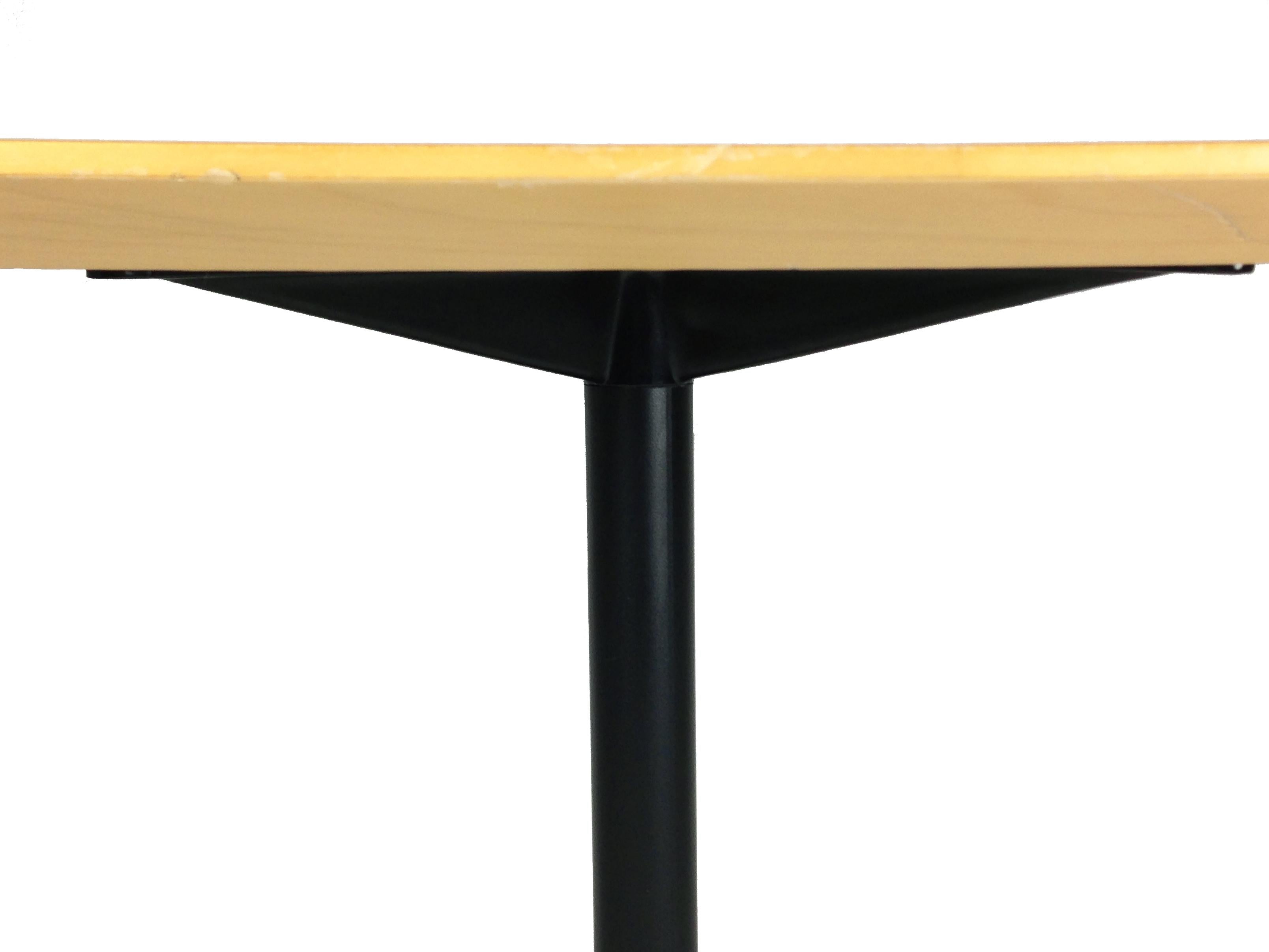 Cast Aluminum Black Metal and Blonde Wood Top 1990s ICF Dining Table by C. & R. Eames