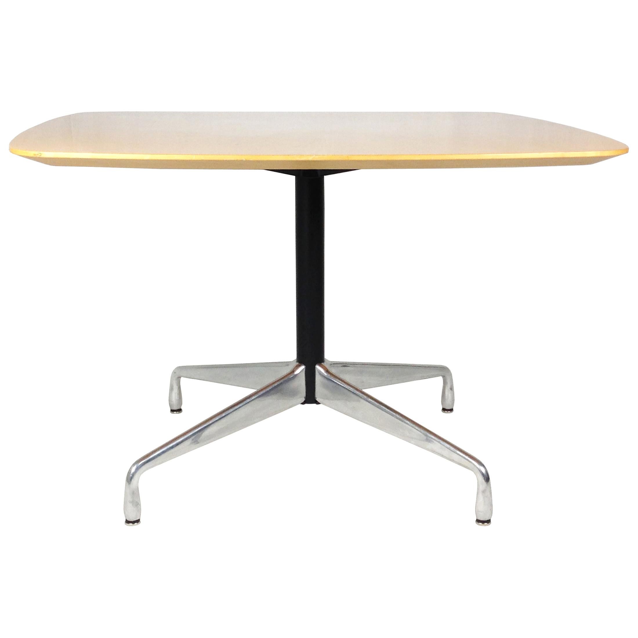 Aluminum Black Metal and Blonde Wood Top 1990s ICF Dining Table by C. & R. Eames