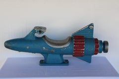 Aluminum Blue Rocket Playground Toy Sculpture