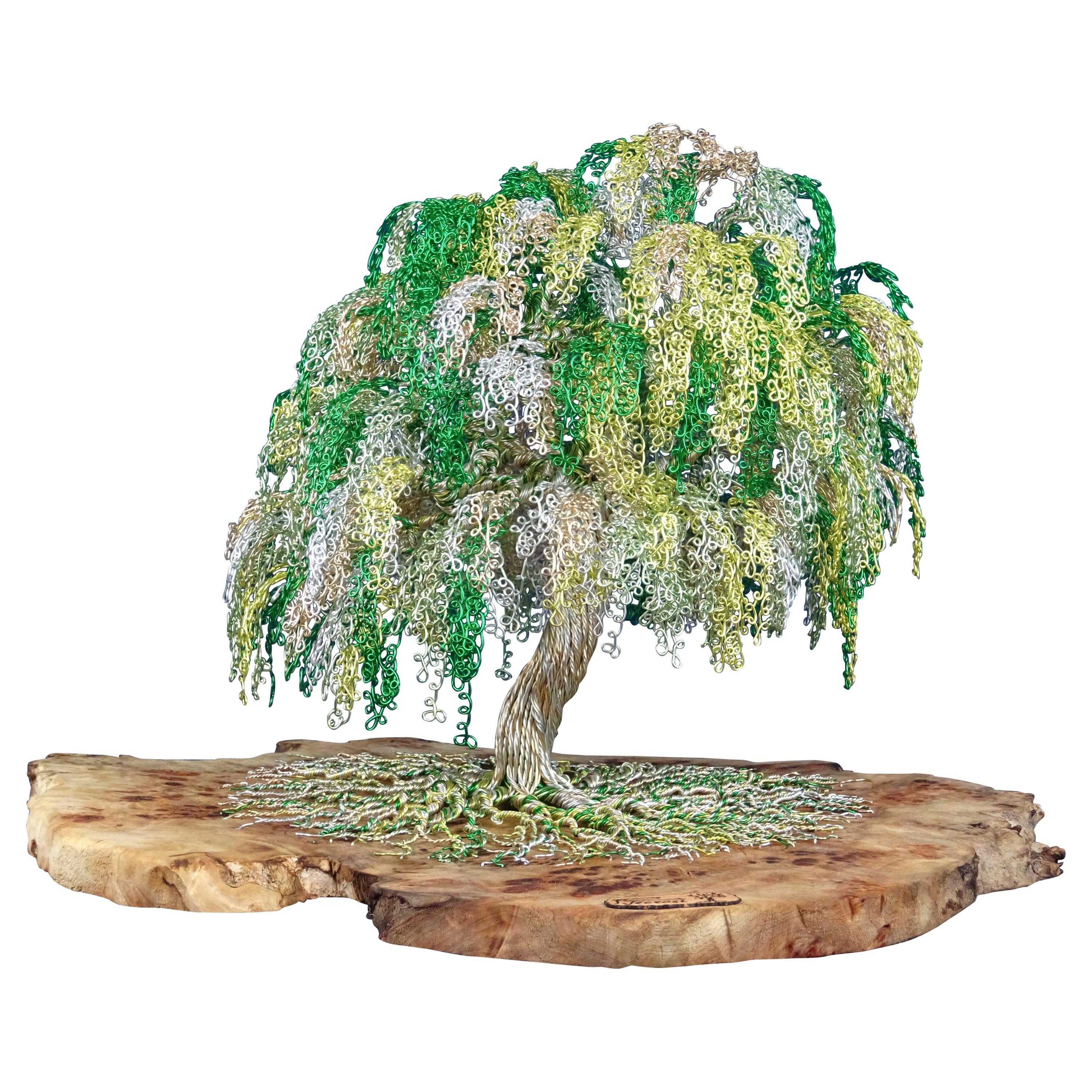 Feng Shui Bonsai "Little Green", Handmade in Italy, Sculpture, Contemporary For Sale