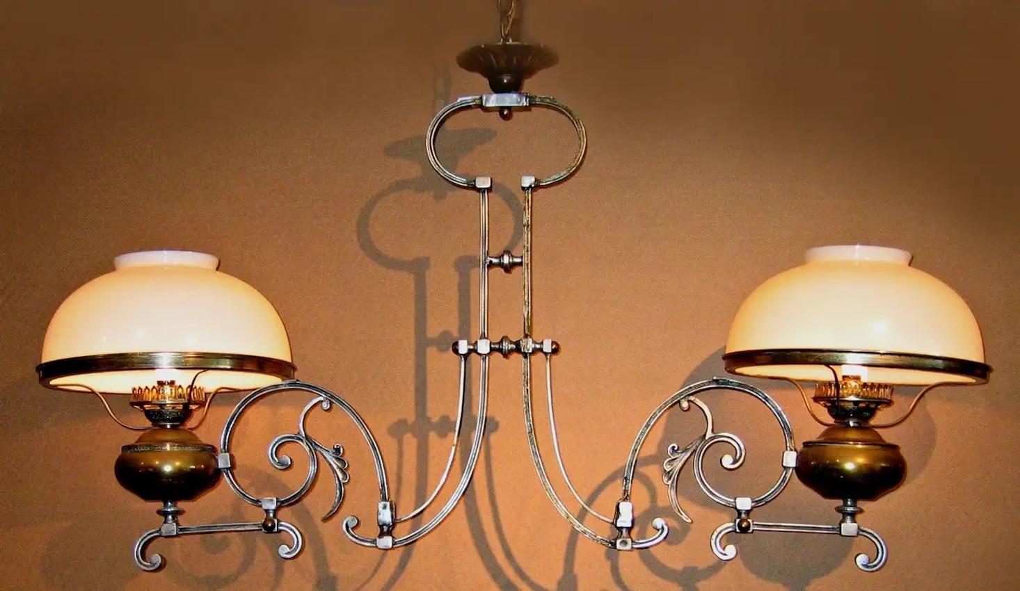 French Aluminum, Brass and Glass Chandelier, c1850 For Sale