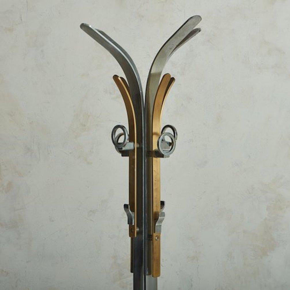 Aluminum + Brass Coat Rack With Marble Base, Italy 20th Century For Sale 5