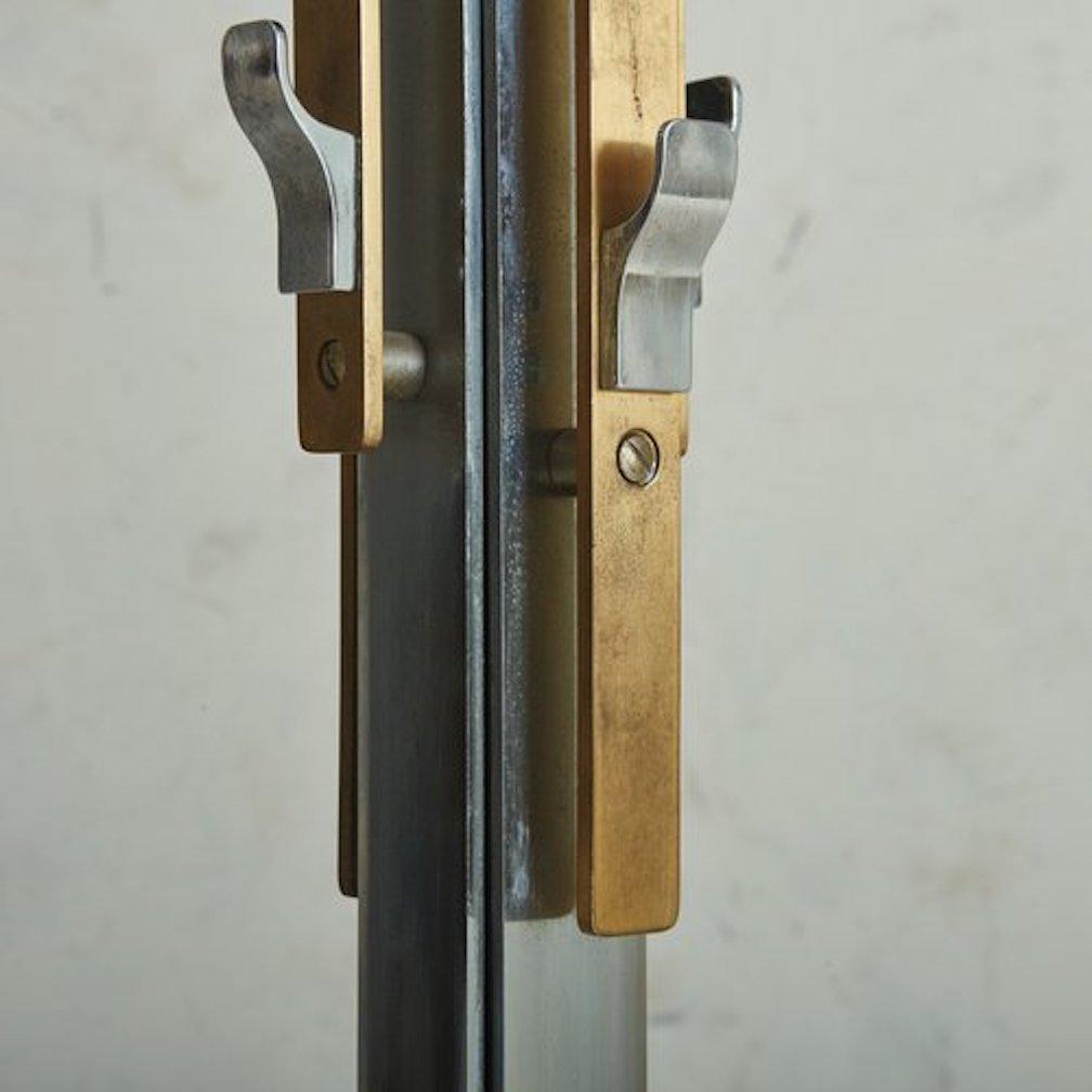 Mid-Century Modern Aluminum + Brass Coat Rack With Marble Base, Italy 20th Century For Sale