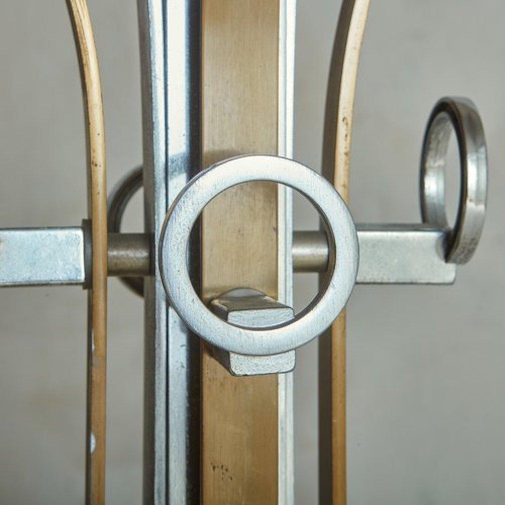 Aluminum + Brass Coat Rack With Marble Base, Italy 20th Century For Sale 1