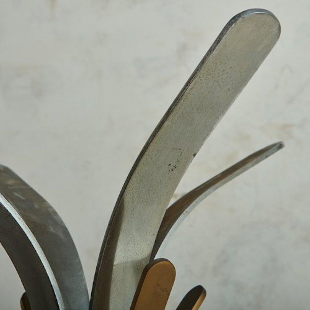 Aluminum + Brass Coat Rack With Marble Base, Italy 20th Century For Sale 2