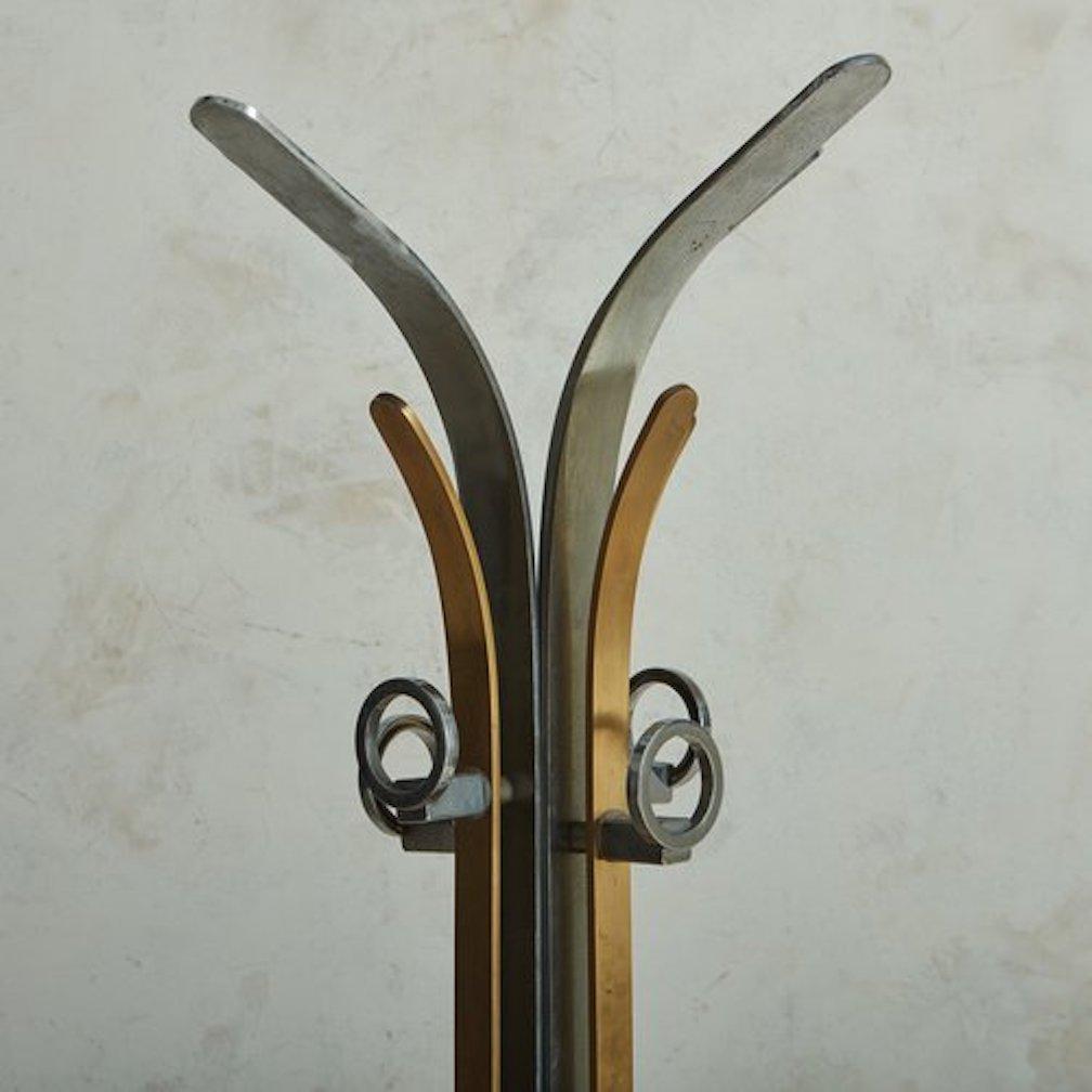 Aluminum + Brass Coat Rack With Marble Base, Italy 20th Century For Sale 3