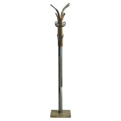 Vintage Aluminum + Brass Coat Rack With Marble Base, Italy 20th Century