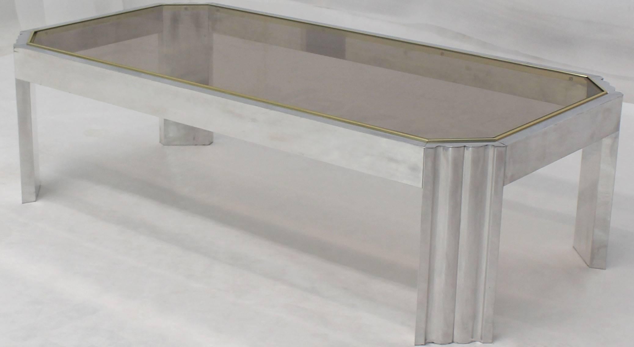 American Aluminum Brass Glass Rectangular Coffee Table