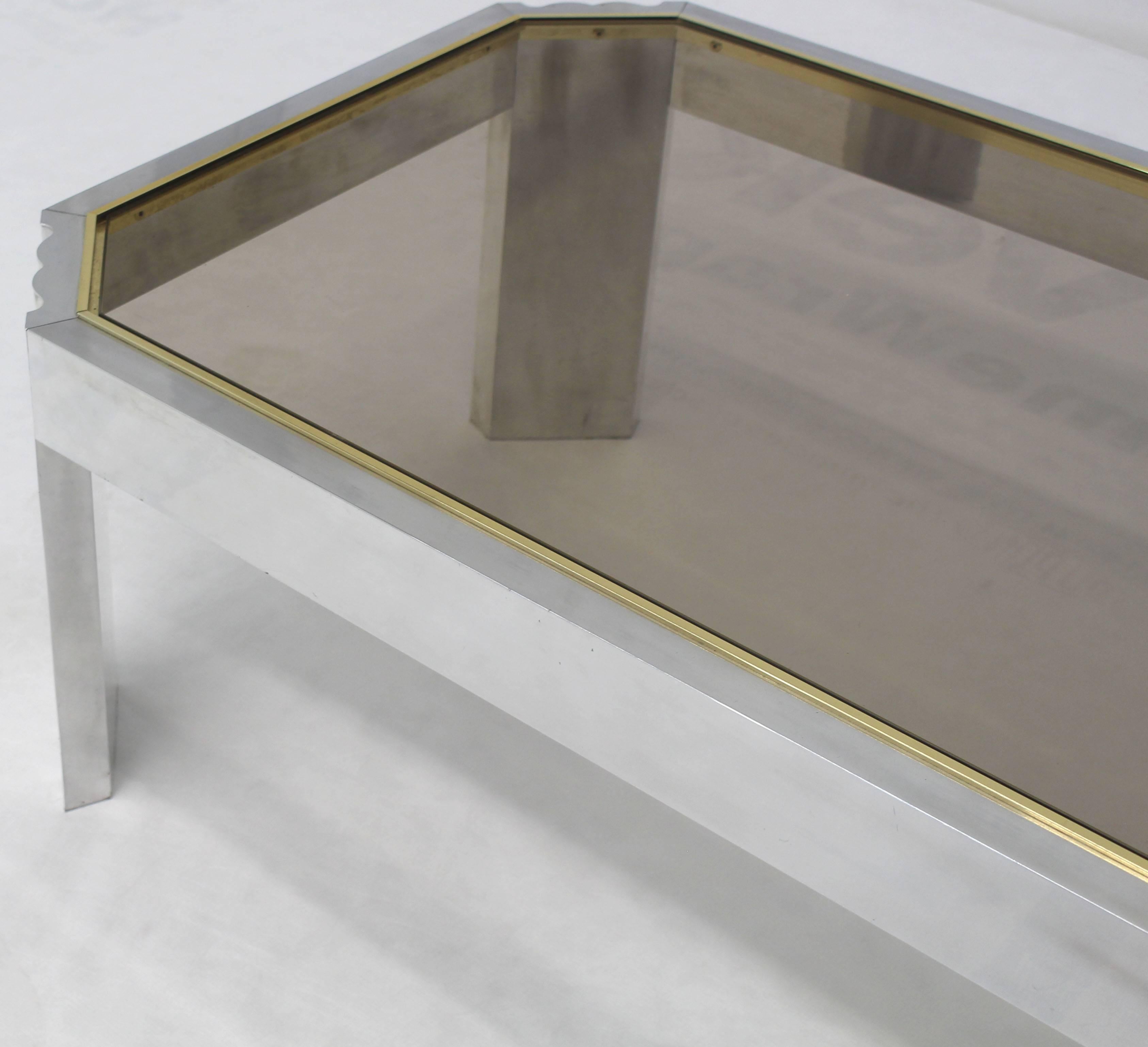 Aluminum Brass Glass Rectangular Coffee Table In Excellent Condition In Rockaway, NJ