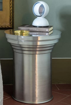 Brushed Aluminum Side Table by Federica Paoli, Minimalist Design