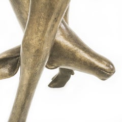 Aluminum Cast with Bronze Patina Handmade Sculptural Deer Side or End Table